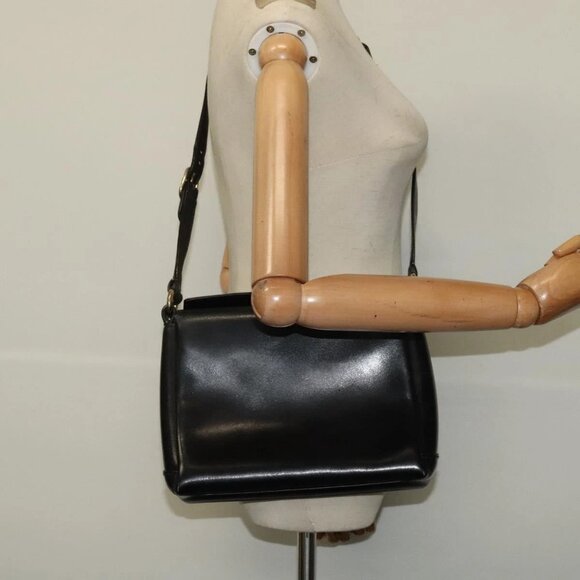GUCCI Shoulder Bag Leather Black Gold Auth ep10445 - Picture 1 of 16